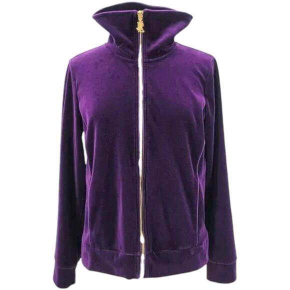LAUREN RALPH LAUREN LRL Women Tracksuit Jacket Size 1X Velvet Velour Zip Purple - Picture 11 of 16
